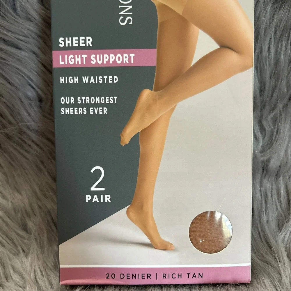 Silk Impressions Sheer Light Support‎ Womens Size XL Rich Tan High Waisted